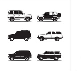 set of cars, car silhouette Vector 
