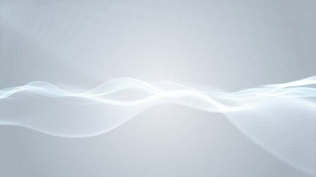 Abstract pure digital wave of particles and dots moving on gray and white background, big data visualization, 3D, 4K, seamless loop