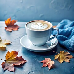 cup of coffee and autumn leaves
