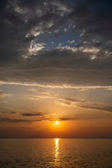 Spectacular sunset on the sea. Greece, Neos Marmaras.