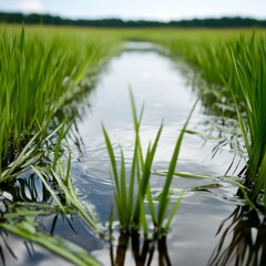 Fototapeta premium Restoring Wetlands for Environmental Health, emphasizes the critical role wetlands play in biodiversity, water purification, flood control, and climate resilience.