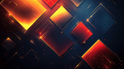 Obraz premium Dynamic geometric shapes with glowing edges in a vibrant dark background creating an abstract design