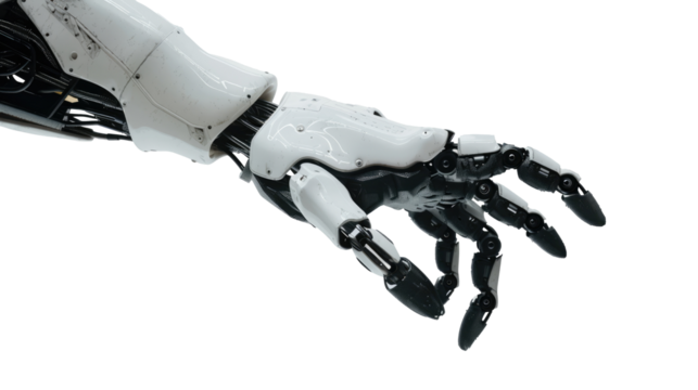 Cyborg hand finger pointing, technology of artificial intelligence