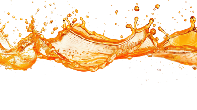 orange water splash isolated on transparent background.