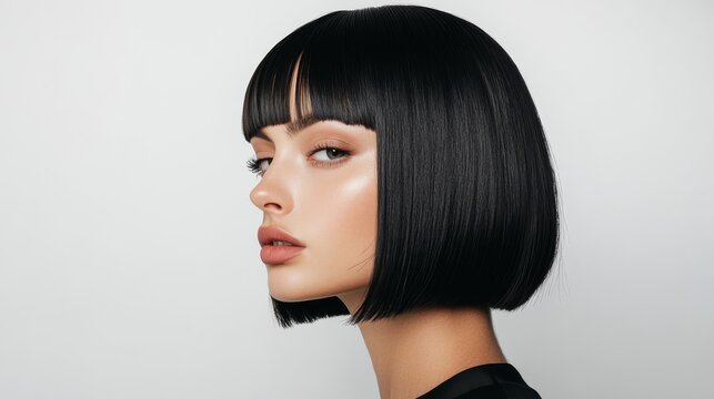Woman with Black Bob Haircut.
