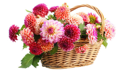 Fototapeta premium colorful dahlias flowers in basket