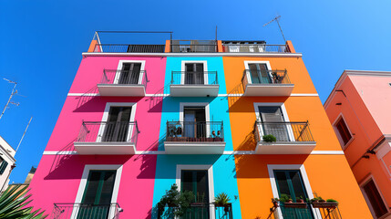 Tall Building With Balconies And Balconies Paint