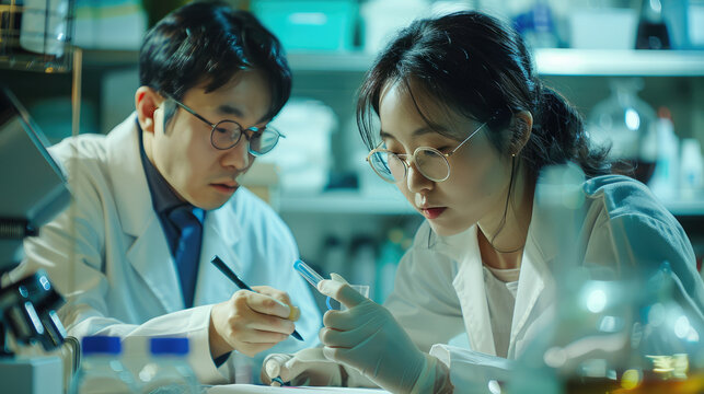 lab member and scientists are working on their experiment in their modern and clean lab