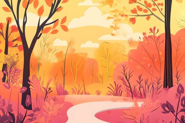 Autumn Forest Path Illustration