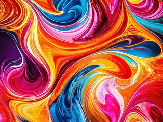 Fototapeta premium Vibrant abstract swirls of purple, orange, blue, and pink colors create a dynamic, energetic background that captivates the eye