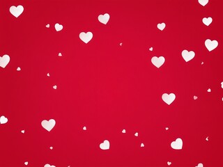 Obraz premium A bright red background adorned with scattered white hearts creates a festive atmosphere perfect for celebrations