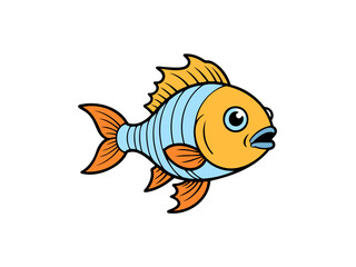 Vibrant fish cartoon with blue and orange stripes