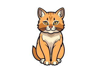 Cartoon cat sitting with orange fur