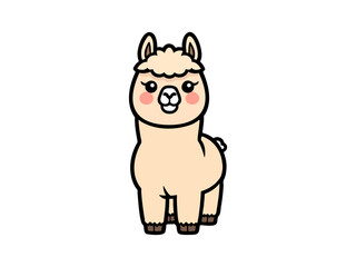 Alpaca cartoon with pink cheeks
