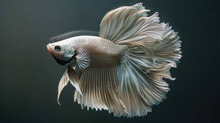 Fototapeta premium siamese fighting fish in white silver special betta fish in the water aquarium