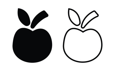 Apple icon set, vector outline and silhouette Apple line icon nutrition vector flat fruit. nature organic fresh healthy fruit vector.