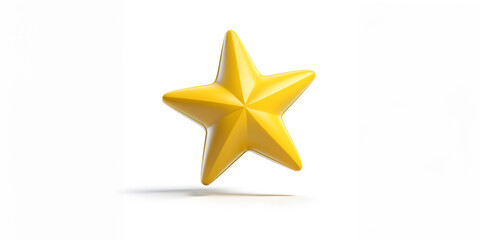 Fototapeta premium Estrela amarela amigável com cinco pontas arredondadas em fundo branco.