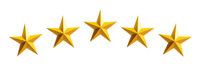 Avalia&ccedil;&atilde;o 5 estrelas em formato curvo. Cinco estrelas ascendendo em fundo transparente sem fundo