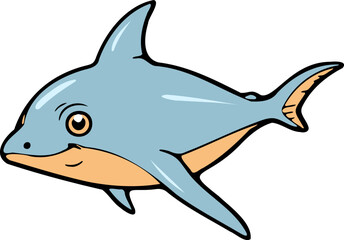 Colorful shark cartoon with friendly smile