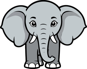 Cute cartoonish young elephant standing