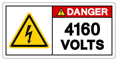Danger 4160 Volts Tag Symbol Sign,Vector Illustration, Isolate On White Background Label. EPS10