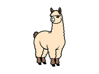 Cartoon of a standing brown llama