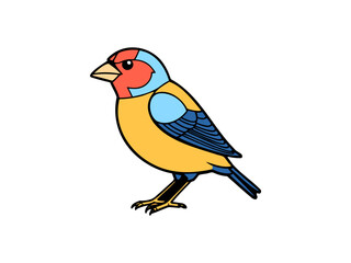 Colorful cartoon bird with a blue head