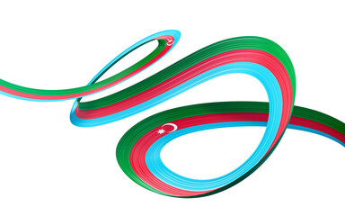 3d Flag Of Azerbaijan 3d Waving Azerbaijan Ribbon Flag Isolated On White Background, 3d illustration
