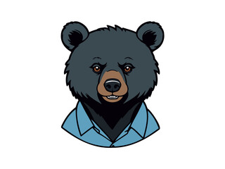 Bear head cartoon in a blue collar