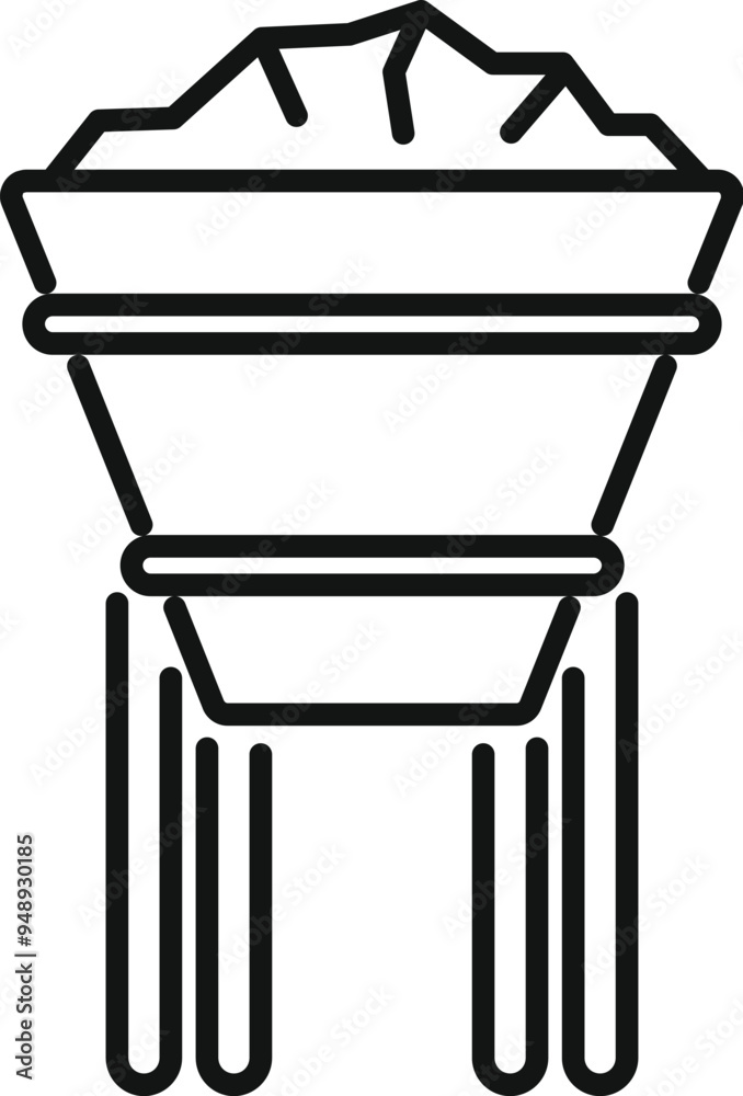 Poster mining cart full of coal moving on rails icon. outline mining cart full of coal moving on rails vect