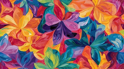 Fototapeta premium A vibrant depiction of variously colored flowers arranged centrally in the composition