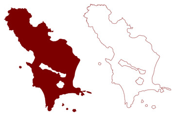 Obraz premium Tresco island (United Kingdom of Great Britain and Northern Ireland, England, Isles of Scilly) map vector illustration, scribble sketch Isle of Enys Skaw map