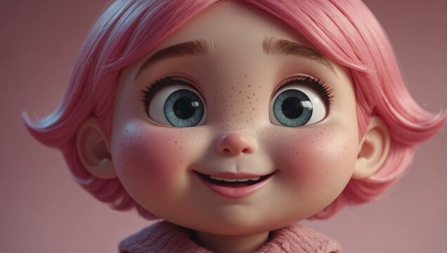 A cute cartoon face with pink cheeks and a joyful smile.