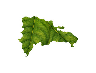 Dominican Republic map made of green leaves ecology concept
