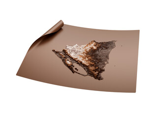 Map Of Nicaragua Old Style Brown On Unrolled Map Paper Sheet On White Background 3d Illustration

