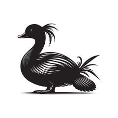 Mandarin silhouette duck icon.