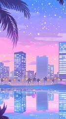 Fototapeta premium Neon City Skyline Illustration