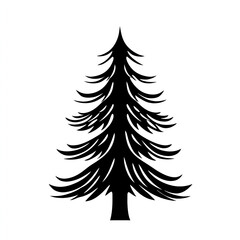 Obraz premium Minimalist Pine Tree Silhouette in Black
