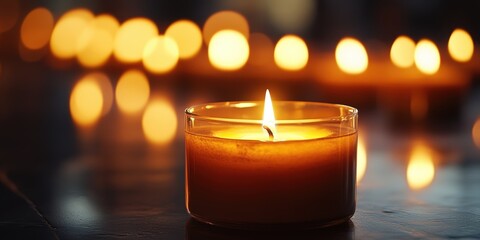 Warm glow of candles illuminating a cozy setting during the evening hours