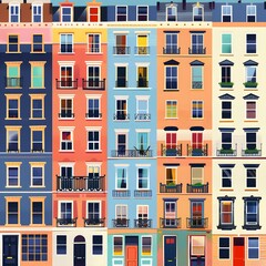 Colorful Row of Houses Illustration