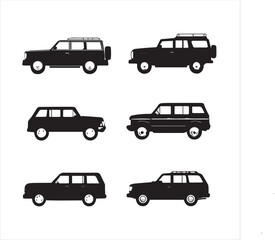 set of silhouettes set of cars