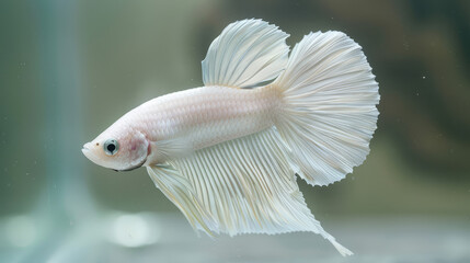 siamese fighting fish in white silver special betta fish in the water aquarium