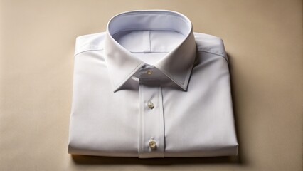 A crisp white dress shirt with a relaxed fit and soft folds, casually worn open at the collar, against a neutral background.