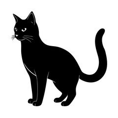 Set of black cats looking out the window. Collection of cartoon cats peeking of the corner. Funny peeking pets. Playful kitten. Vector illustration on white 