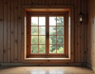 Fototapeta premium A wooden framed window design 