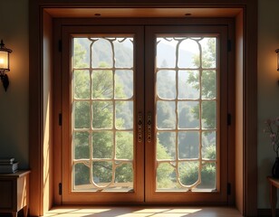 A wooden framed window design 