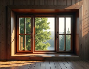 A wooden framed window design 