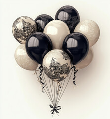 PNG Elegant black and white balloons
