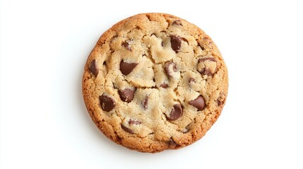   A close-up of a chocolate chip cookie on a white background with a bite taken out of one of the cookies