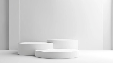 A pristine and minimalist 3D podium arrangement, perfect for highlighting luxury products in a clean, modern setting.